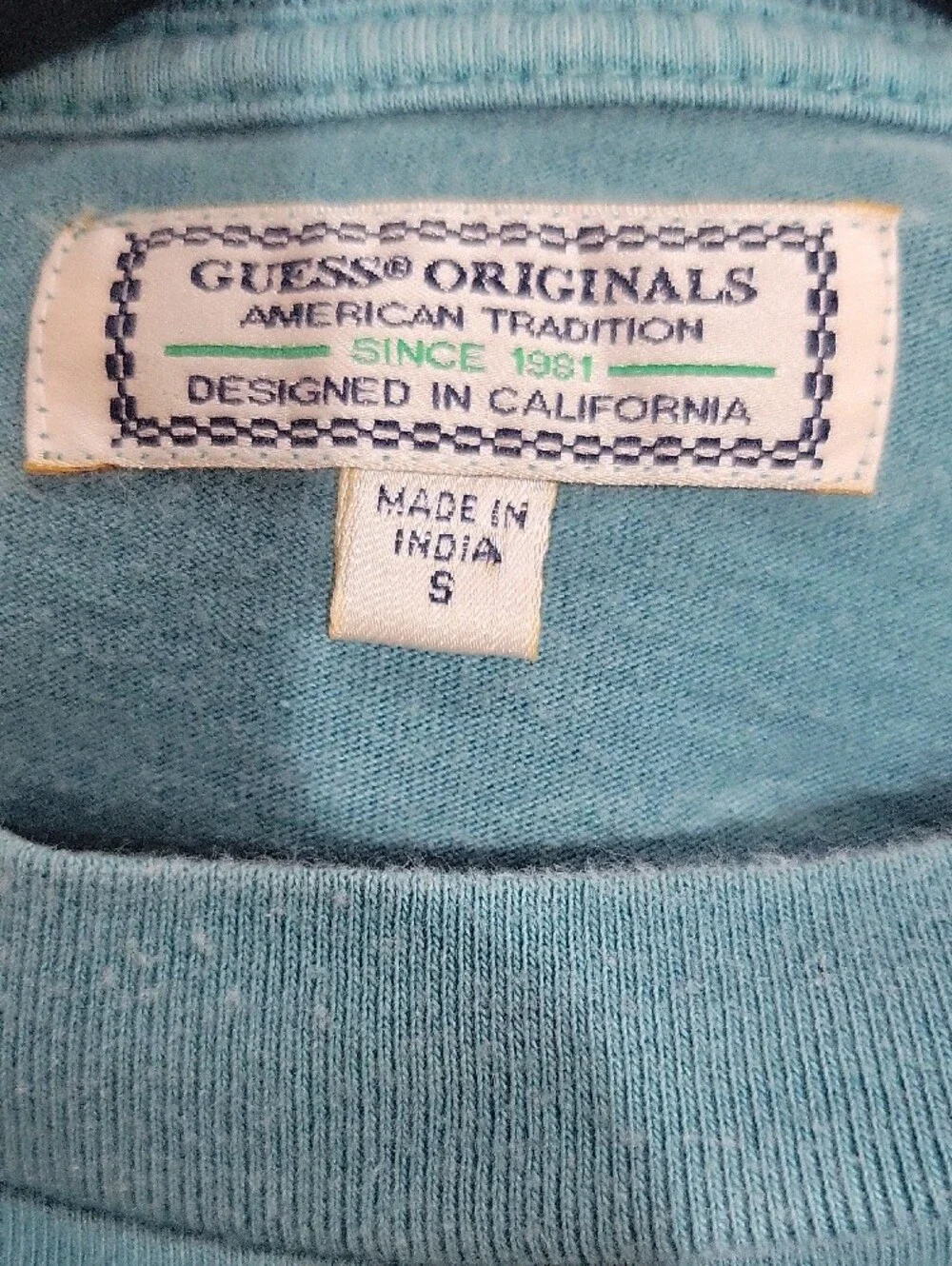 Guess Teal Short-Sleeve Logo Tee with Yellow Accent - Picture 3 of 3